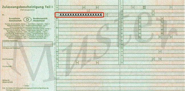 Beispiel für eine Fahrzeug-Identifizierungsnummer